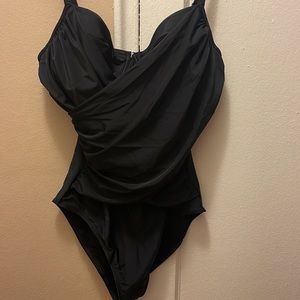Black one piece womens bathing suit. New with tags